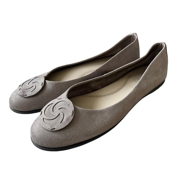 The Flexx Women's 11 Bon Bon Ballet Flats Leather Slip On Shoes Comfort Gray - Picture 1 of 7